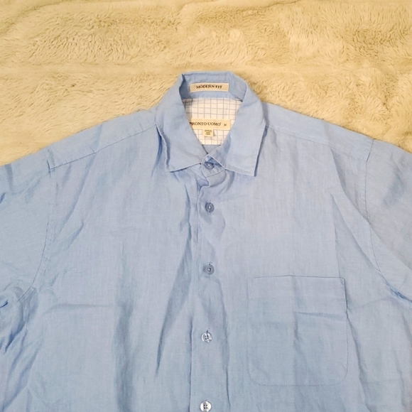 Pronto Uomo Modern Fit 100% Linen Button Down Shirt NWT The Men's Warehouse M - Picture 2 of 9